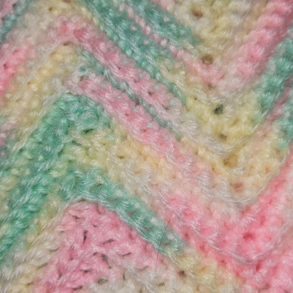 Baby Blanket, Ombre Pink, Blue, Green, Yellow, Crochet, Handcrafted